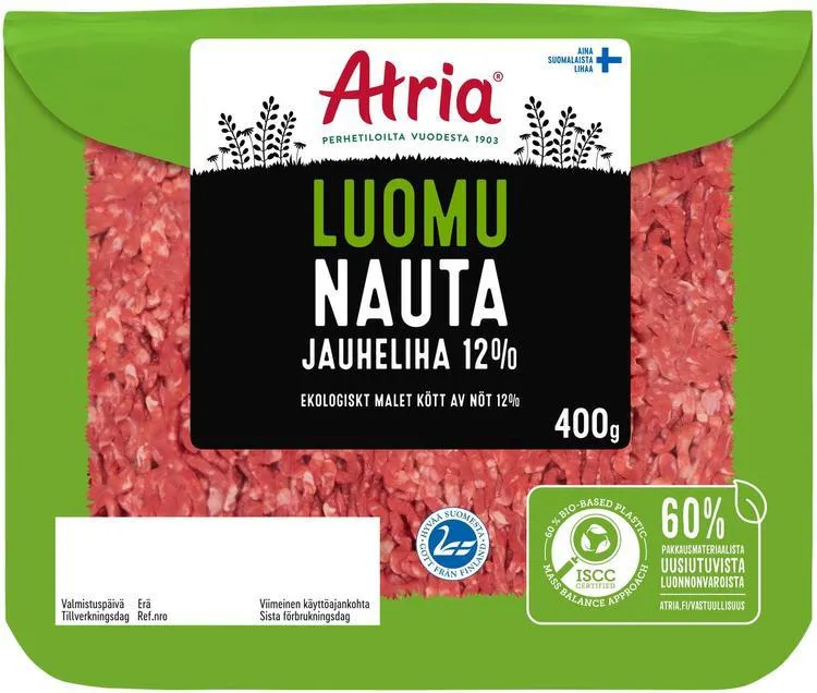 Atria Luomu Nauta Jauheliha 12% 400g