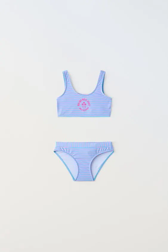 6-14 YEARS/ STRIPE PRINT BIKINI SET