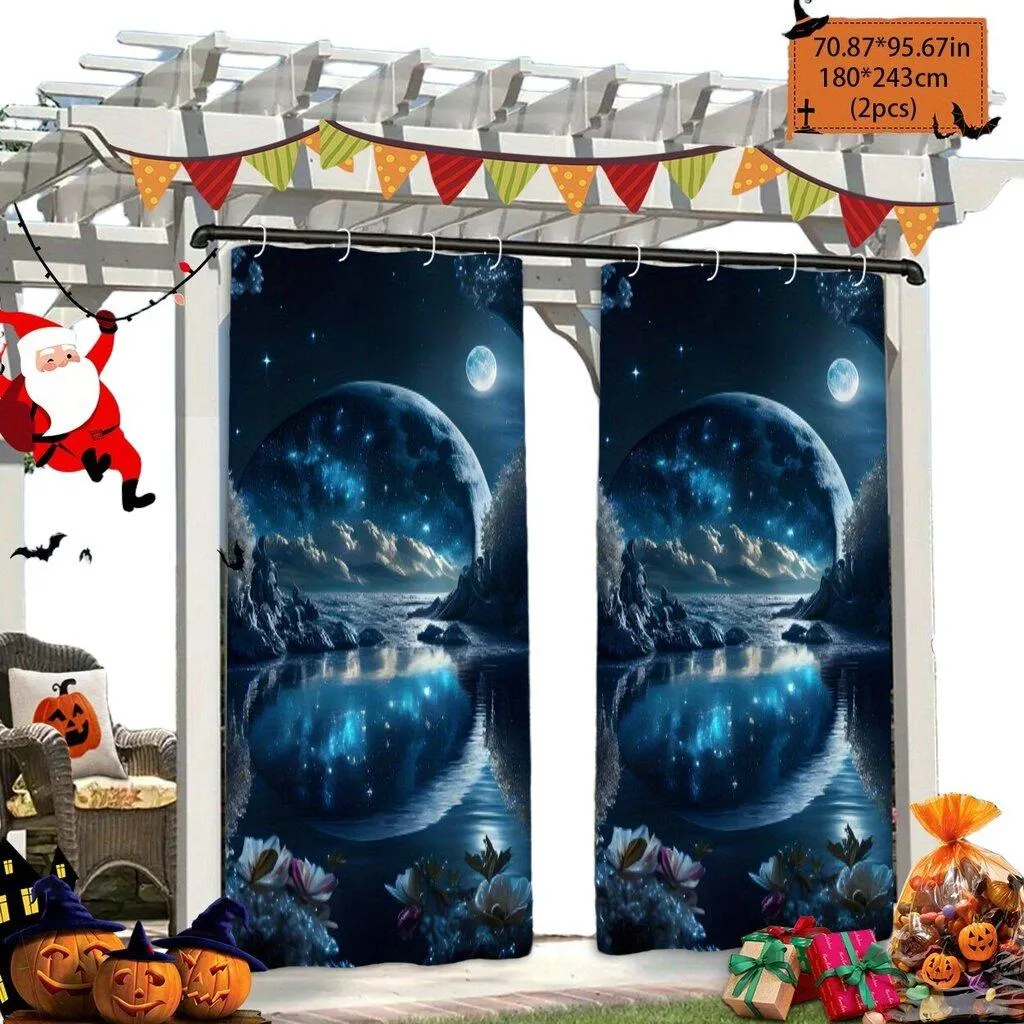 Polyesteri Ulkosuoja Verho, Kuu ja Tähtikuvio Pickify, 2PC-180X243cm/71*96in