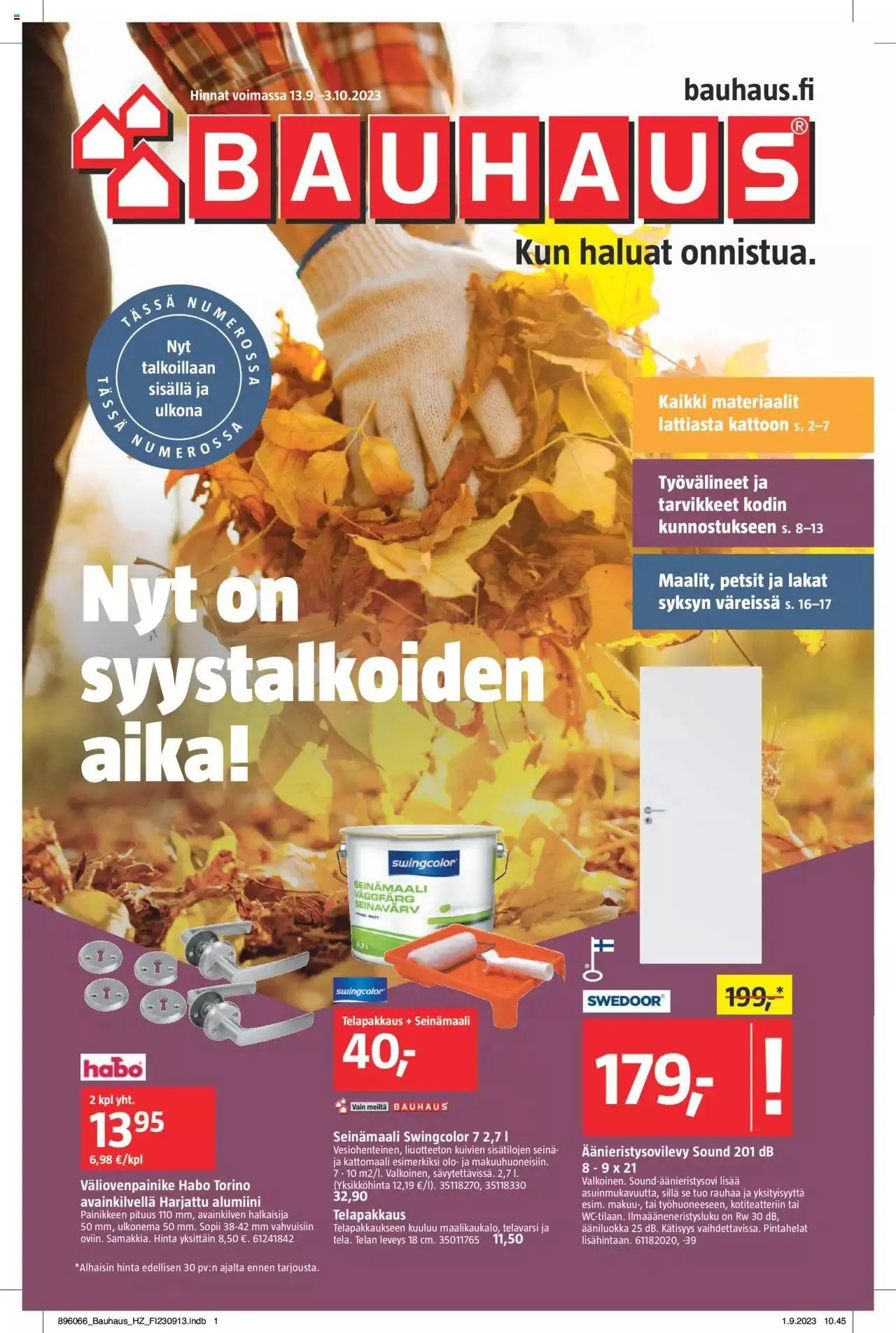 Bauhaus tarjoukset voimassa alkaen 13. syyskuuta - 3. lokakuuta 2023 - Tarjouslehti sivu 1