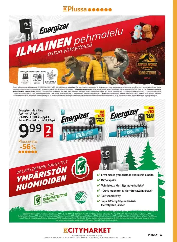 Pirkka 12/2024 voimassa alkaen 27. marraskuuta - 11. joulukuuta 2024 - Tarjouslehti sivu 105