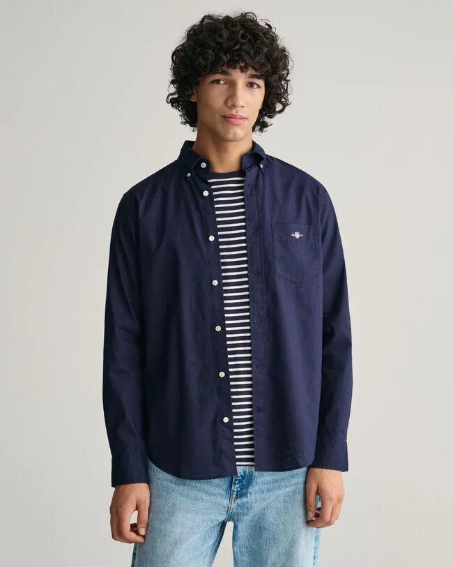 Regular fit ‑mitoitettu puuvilla-pellavapaita