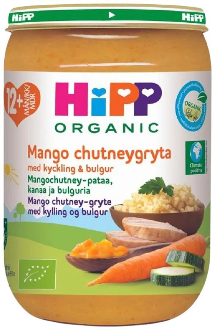 HiPP Mangochutney-pataa, kanaa ja bulguria 12kk 220g