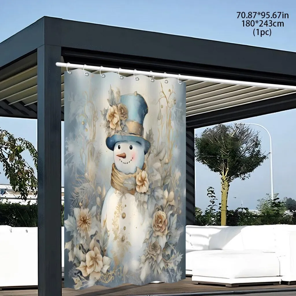 Polyesterinen Ulkoilma Väliseinä Koukuilla - Lumiukko ja Kukat Pickify, 1PC-180X243cm/71*96in