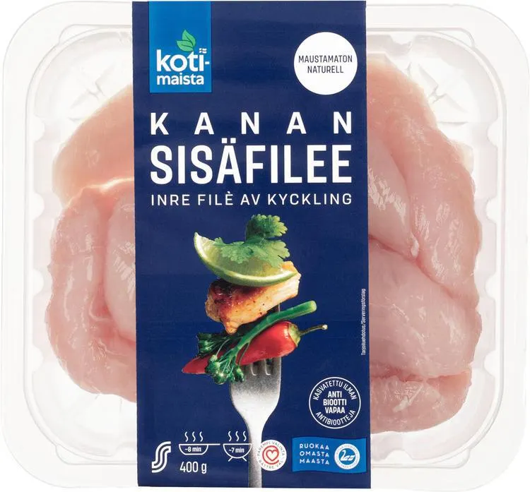 Kotimaista kanan sisäfilee maustamaton 400g