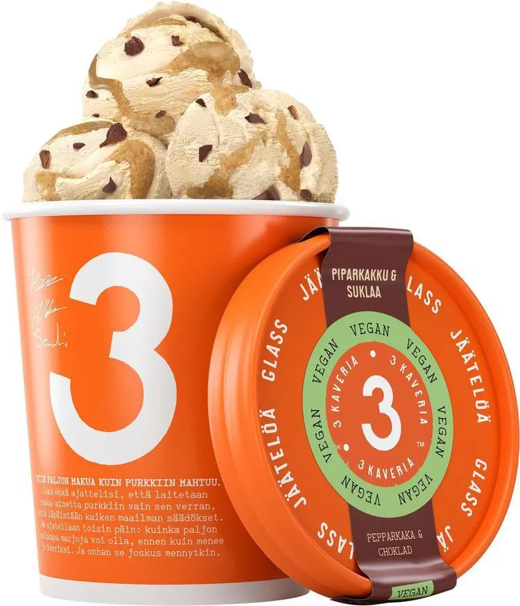 3 Kaveria Vegaaninen Piparkakku & Suklaa jäätelö 500ml/400g