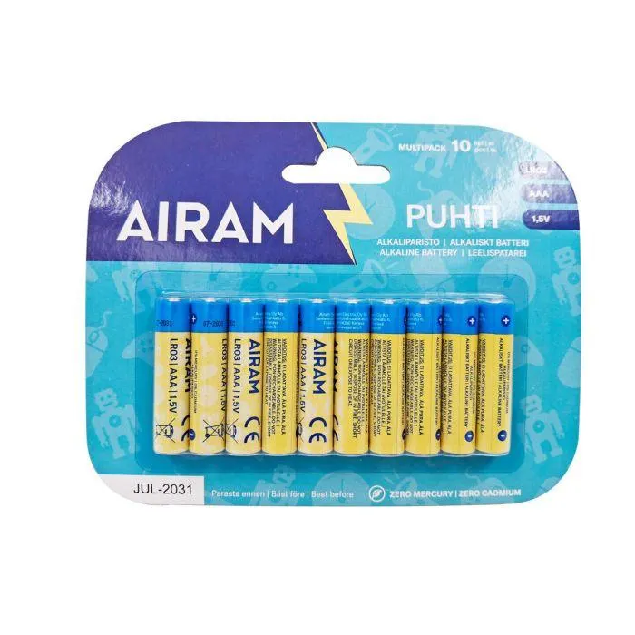 AIRAM PUHTI PARISTO AAA ALKALI LR03/10 KPL/PKT