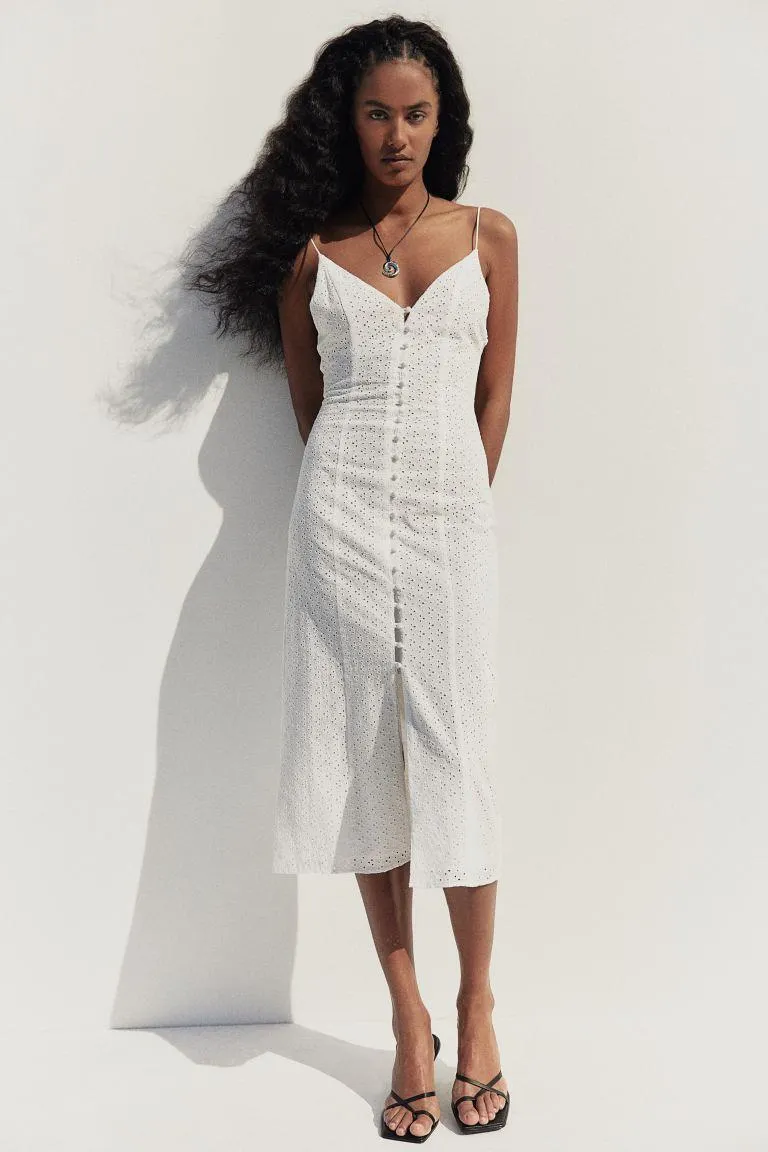 Button-front broderie anglaise dress