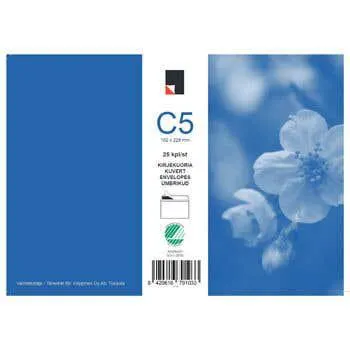 Kirjekuori C5 25kpl valkoinen 162x229mm
