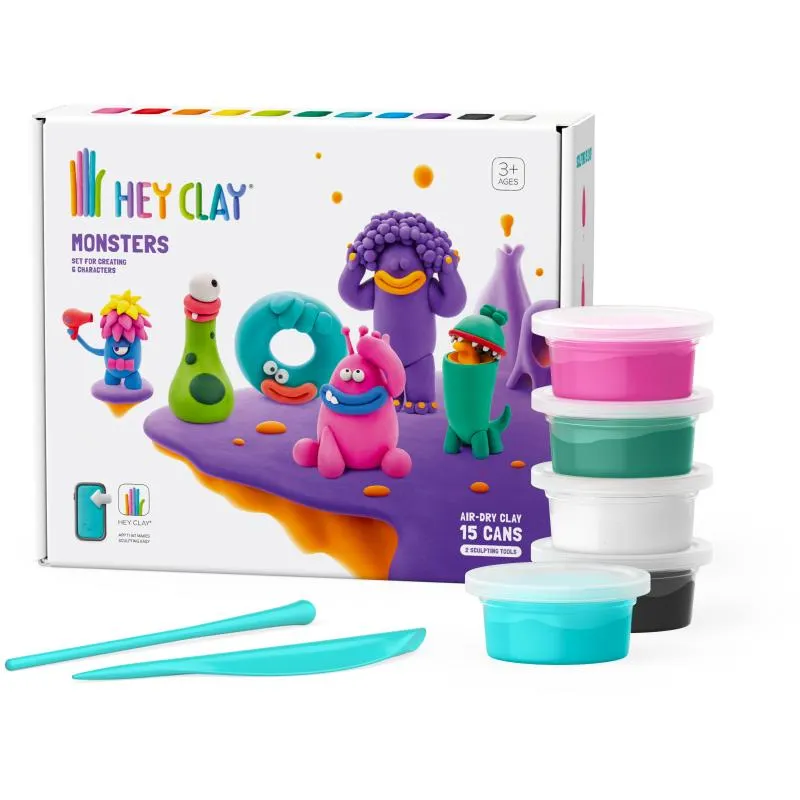 Muovailuvaha Hey Clay 15 purkkia Monsterit