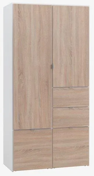 Vaatekaappi NAUTRUP 100x200 vaalea tammenvärinen/valkoinen
