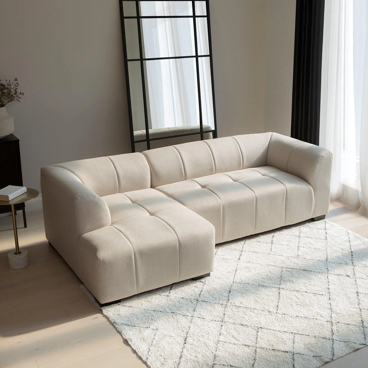 3-istuttava divaanisohva (vasen) beige