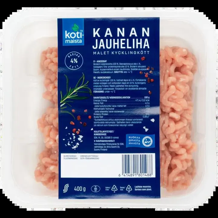 Kotimaista kanan jauheliha 4 % 400 g