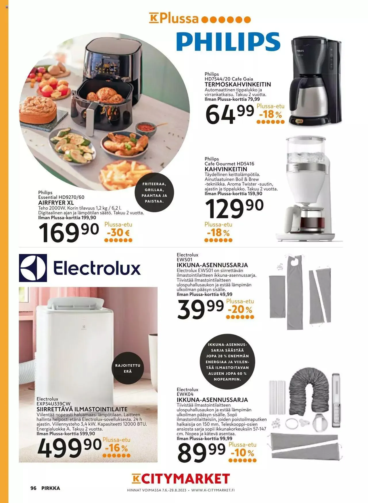 K-Market tarjoukset Pirkka 6–8/2023 voimassa alkaen 7. kesäkuuta - 29. elokuuta 2023 - Tarjouslehti sivu 96