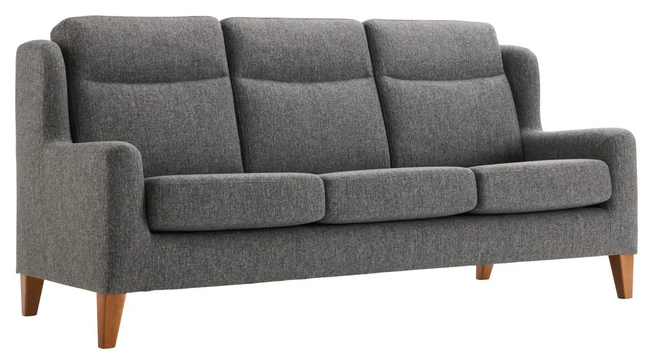 MATTI 3h sohva Rosita-kangas, Tummanharmaa, jalat pähkinä