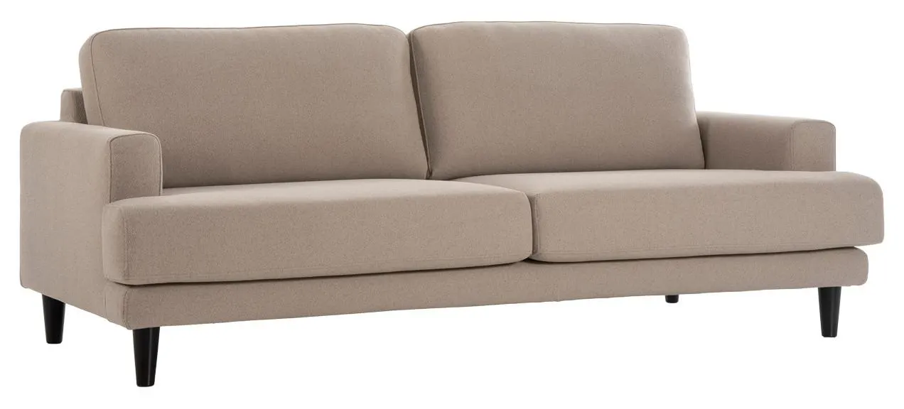 MOCCA 3h sohva Today-kangas, Beige, jalat musta puu, kiinteä verhoilu