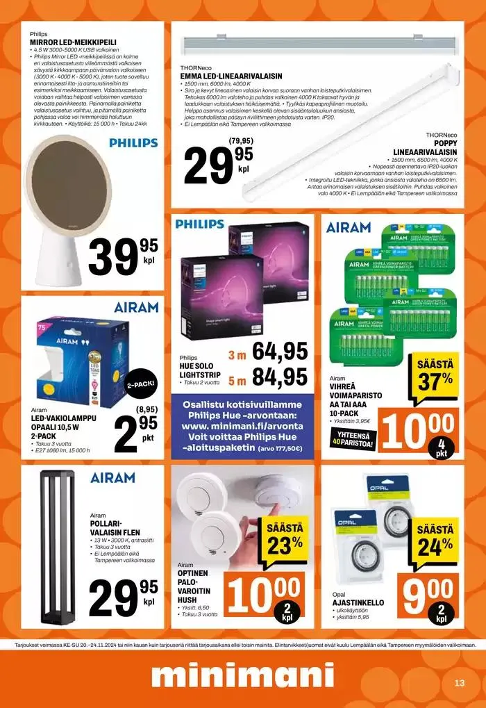 Minimani Yhtiöt Oy voimassa alkaen 20. marraskuuta - 4. joulukuuta 2024 - Tarjouslehti sivu 13