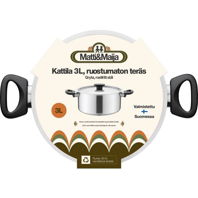 Kattila Matti&Maija 3,0 l kannella