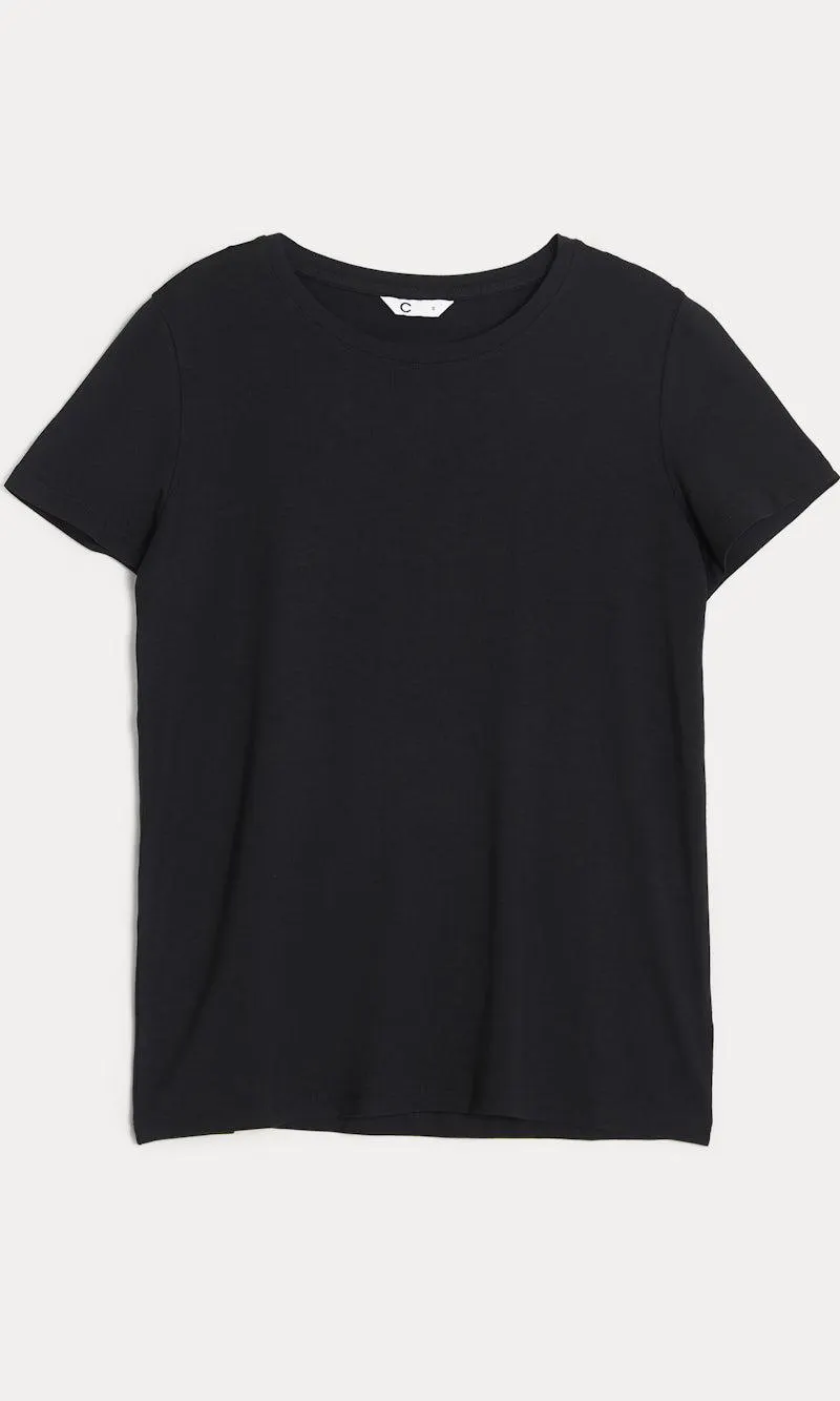 Pehmeä t-paita pyöreällä pääntiellä