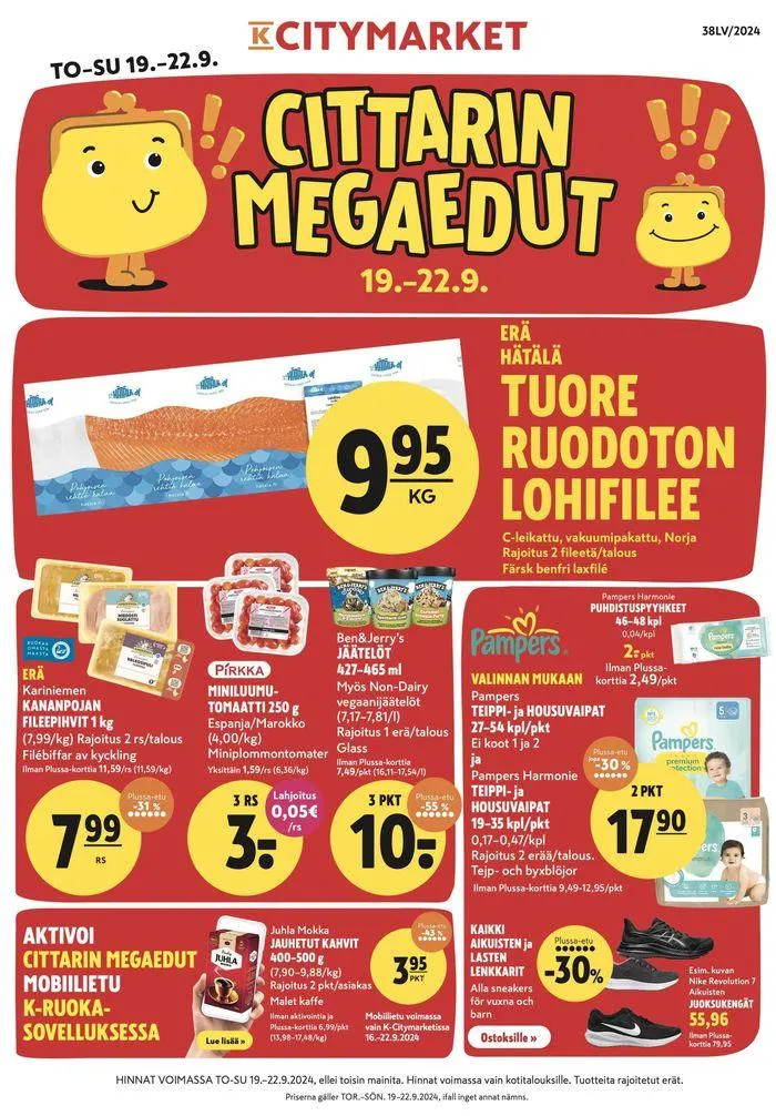 K-citymarket tarjoukset voimassa alkaen 19. syyskuuta - 3. lokakuuta 2024 - Tarjouslehti sivu 1
