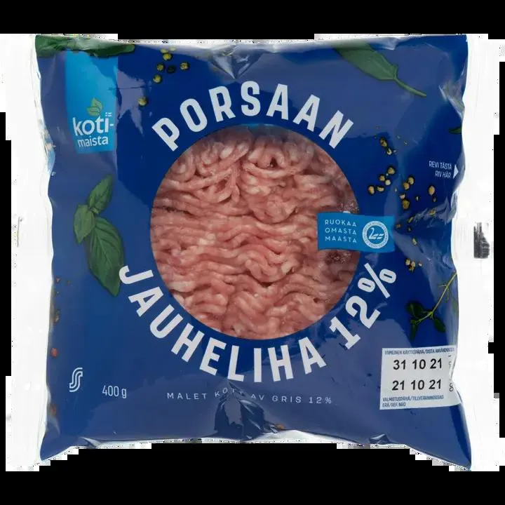 Kotimaista porsaan jauheliha 12 % 400 g
