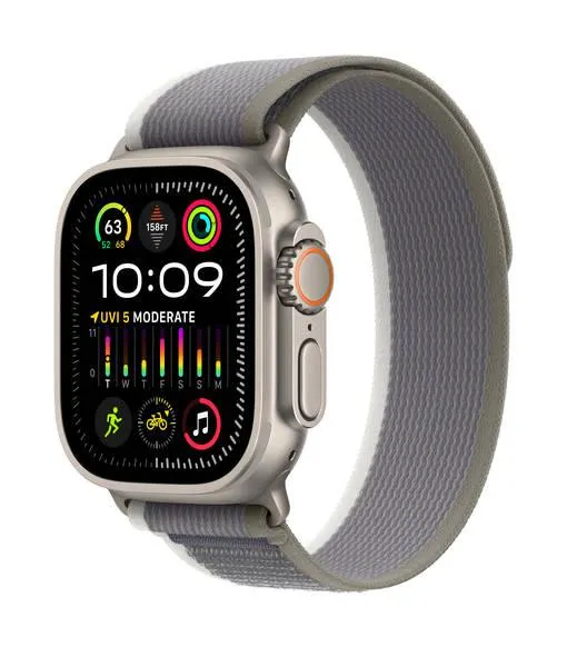 APPLE WATCH ULTRA 2 (GPS + CELLULAR) 49MM TITANIUM CASE GREEN/GREY TRAIL LOOP - S/M