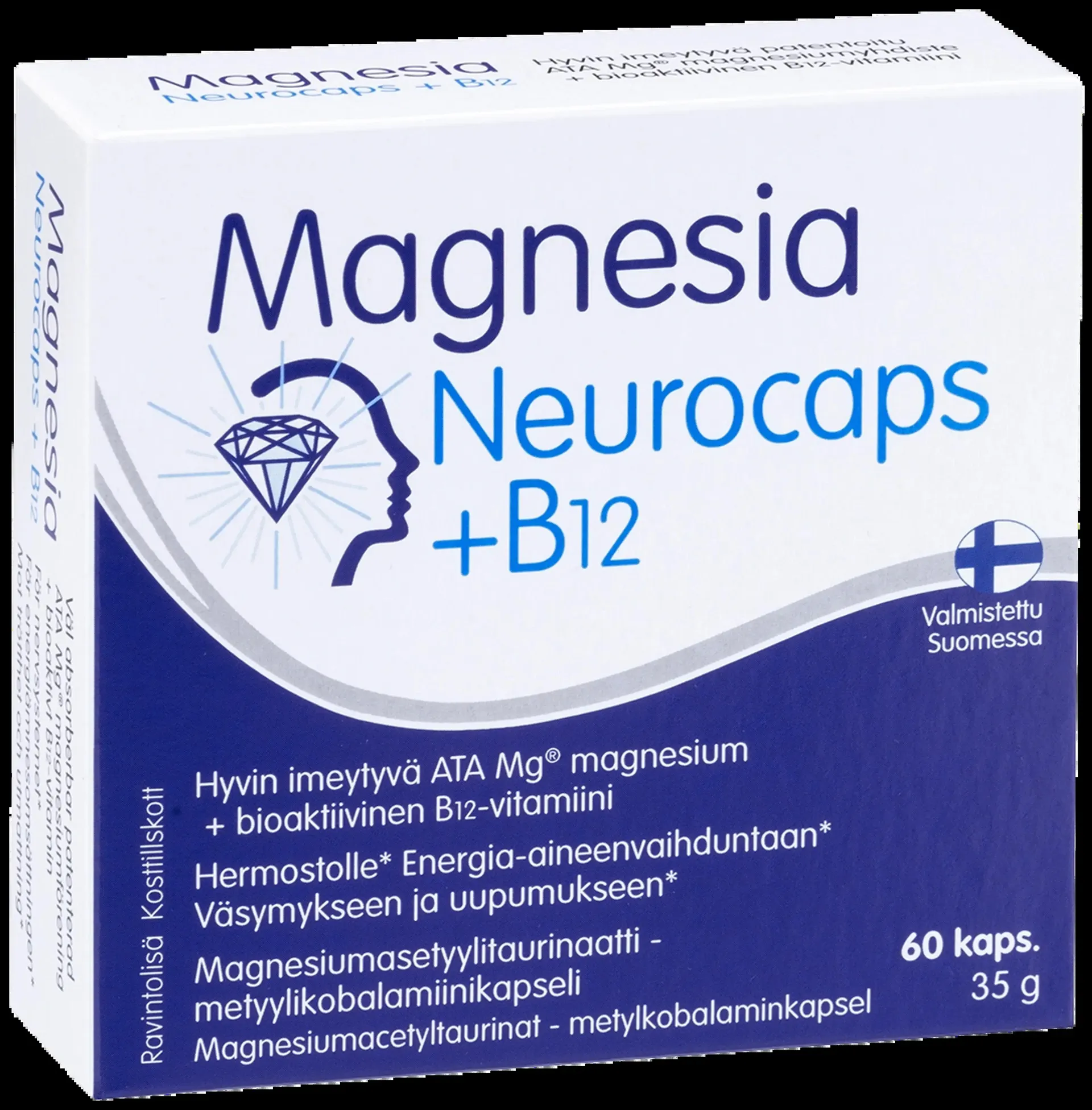 Magnesia Neurocaps + B12 Magnesiumasetyylitaurinaatti - metyylikobalamiinikapseli 60 kaps