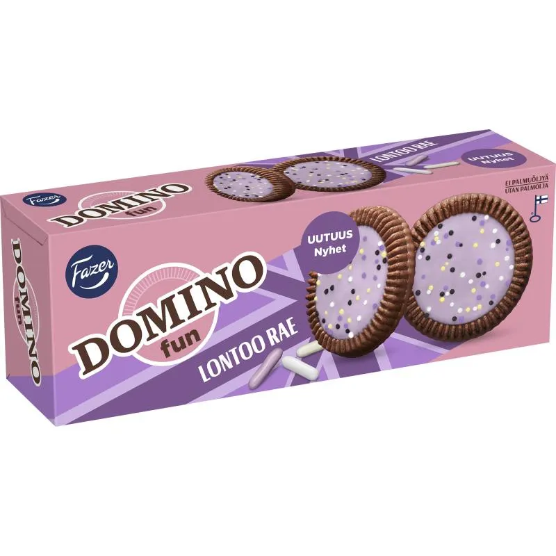Domino-keksi Fazer 120 g Fun Lontoon rae