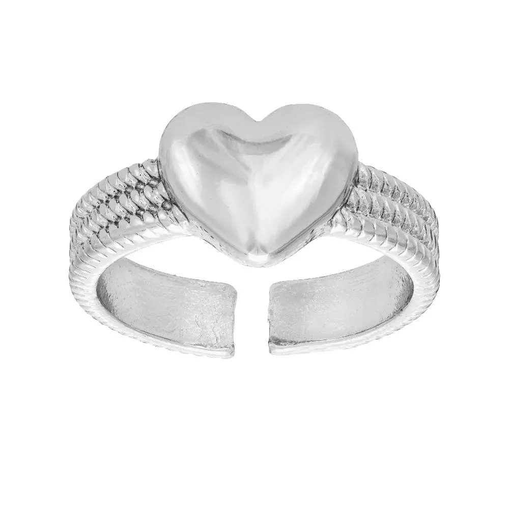 Hopeanvärinen sydänsormus, kierrätetty materiaali