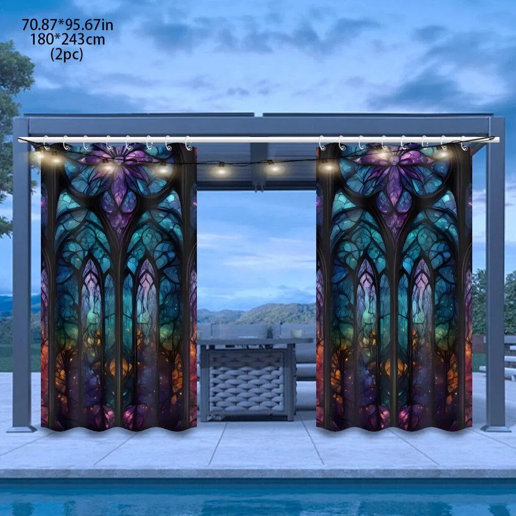 Polyesteri Ulko Yksityisyysnäyttö Värilasikuvio Pickify, 2PC-180X243cm/71*96in