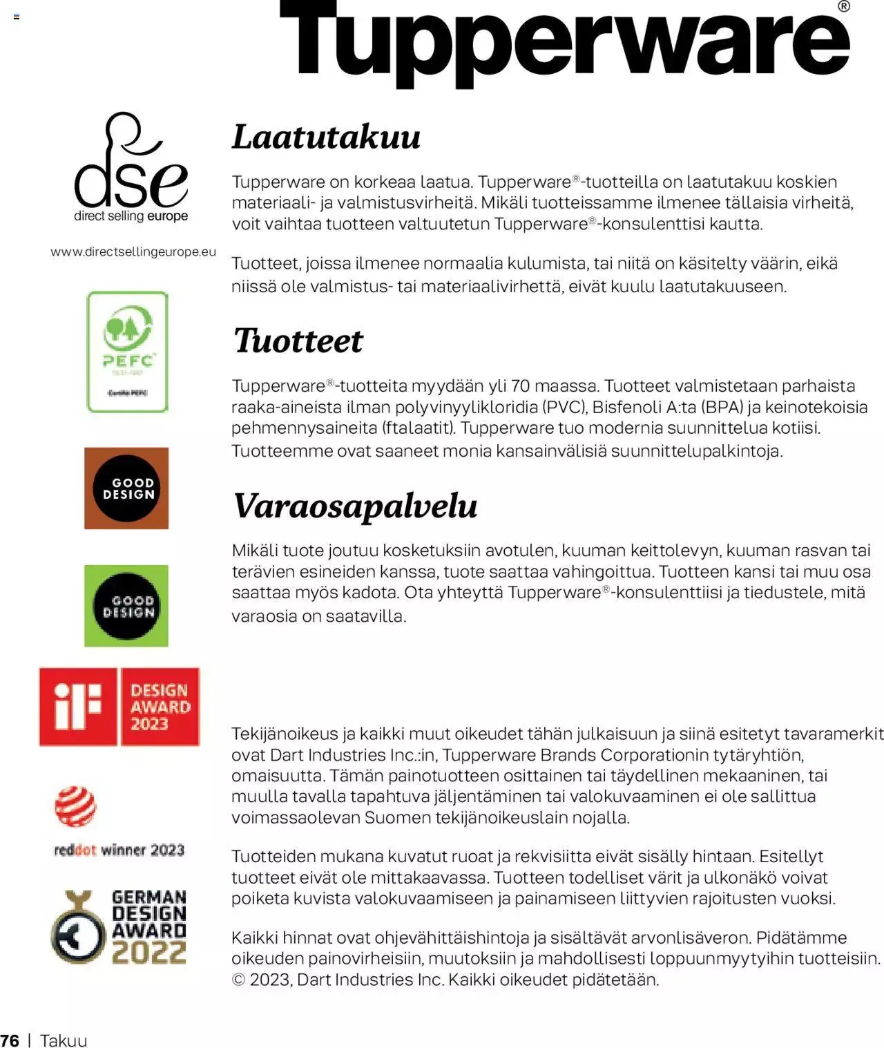 Tupperware tarjoukset Syksy / Talvi 2023-24 voimassa alkaen 29. syyskuuta - 31. joulukuuta 2023 - Tarjouslehti sivu 76