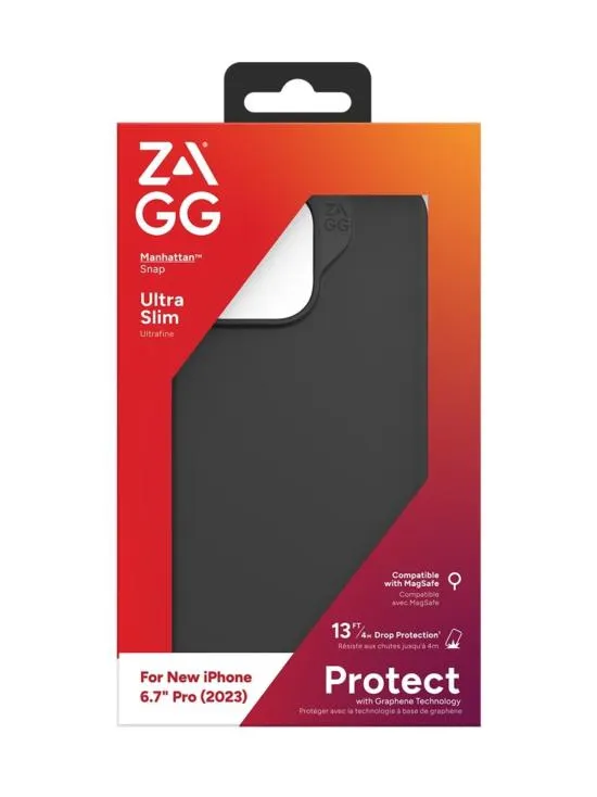 Zagg Manhattan Snap - musta suojakuori iPhone 15 Pro Max