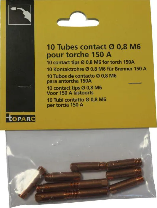 Kosketusputki Toparc 0,8 mm M6 150 A 10 kpl