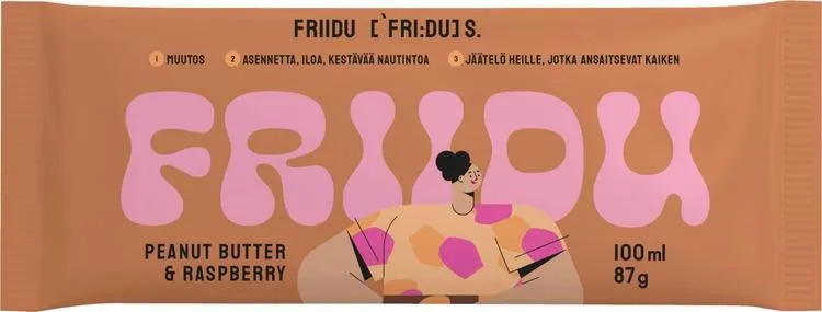 Friidu jäätelöpuikko Peanut Butter and Raspberry 100ml/87g