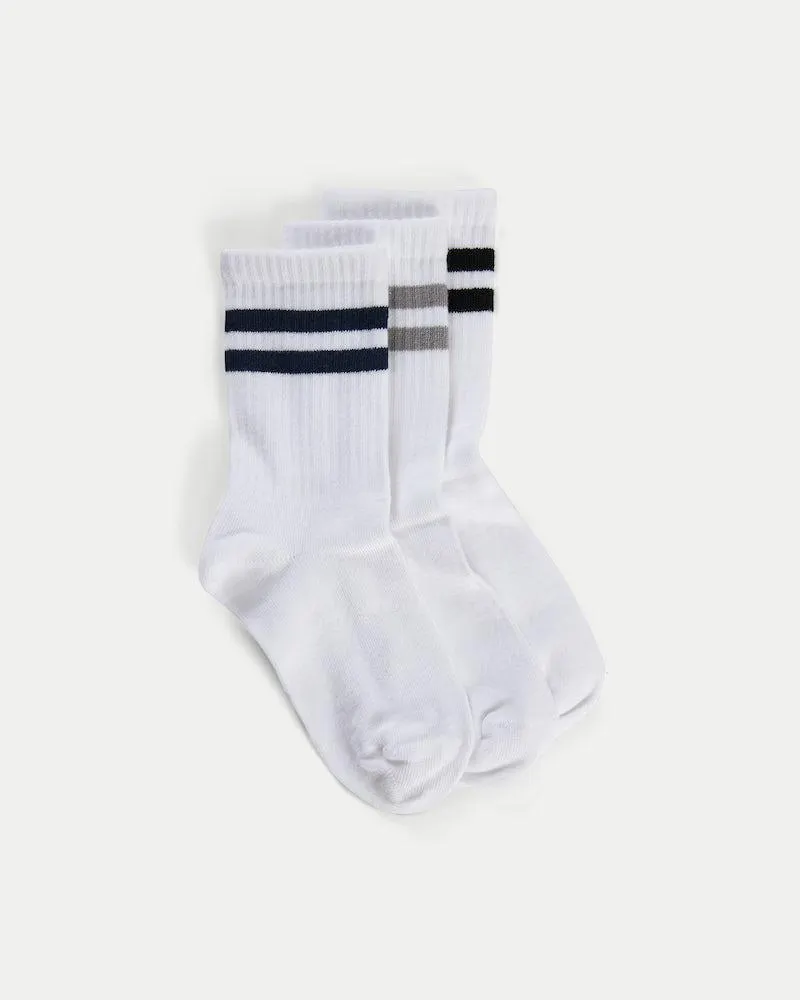 3-pack puuvillasukat kontrastiraidoilla