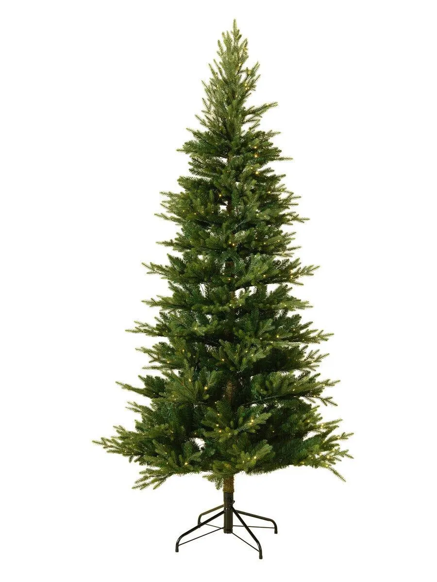 Kapea joulukuusi valoilla Lillehammer Slim 210 cm