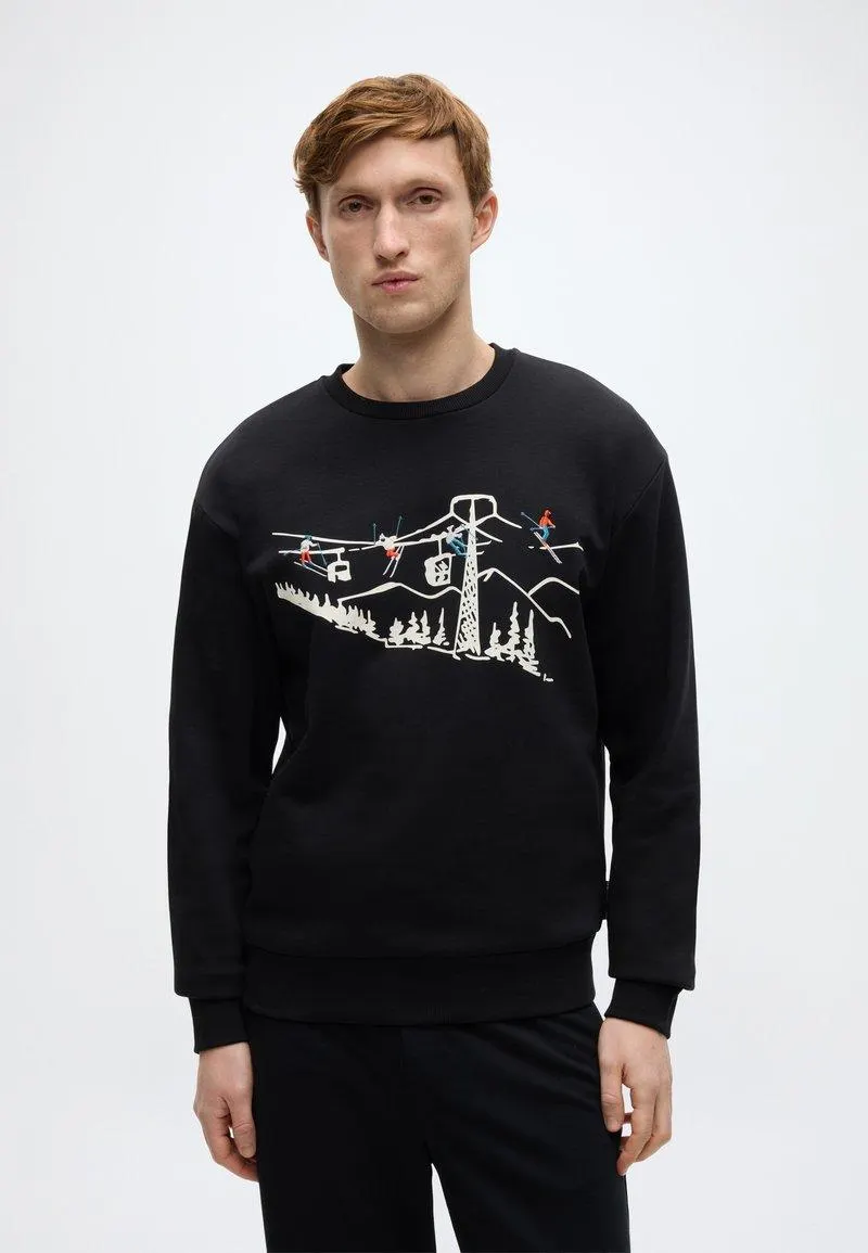 RELAXED PRINTED SWEATER - Collegepaita - black