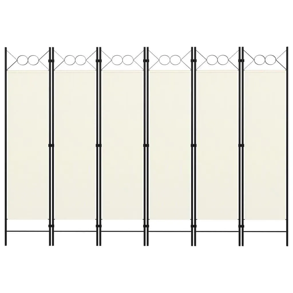 vidaXL 6-Paneelinen tilanjakaja kermanvalkoinen 240x180 cm