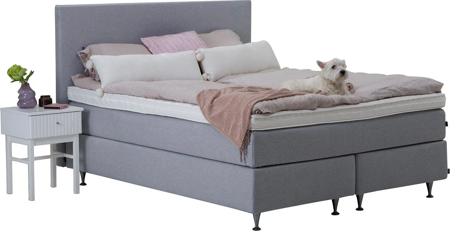 jenkkisänky 120x200 cm, pocket hard, vaaleanharmaa (sis. Sense-petauspatja)