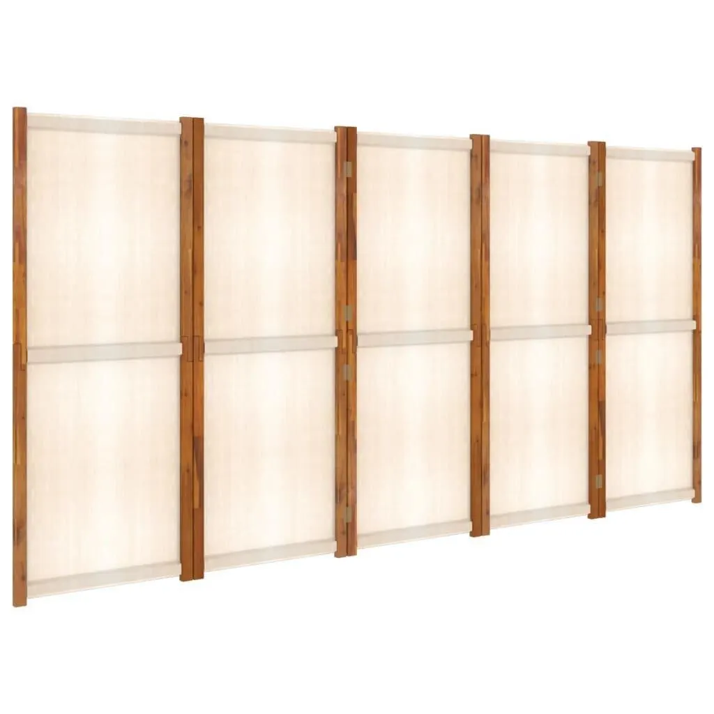 vidaXL 5-paneelinen tilanjakaja kermanvalkoinen 350x180 cm