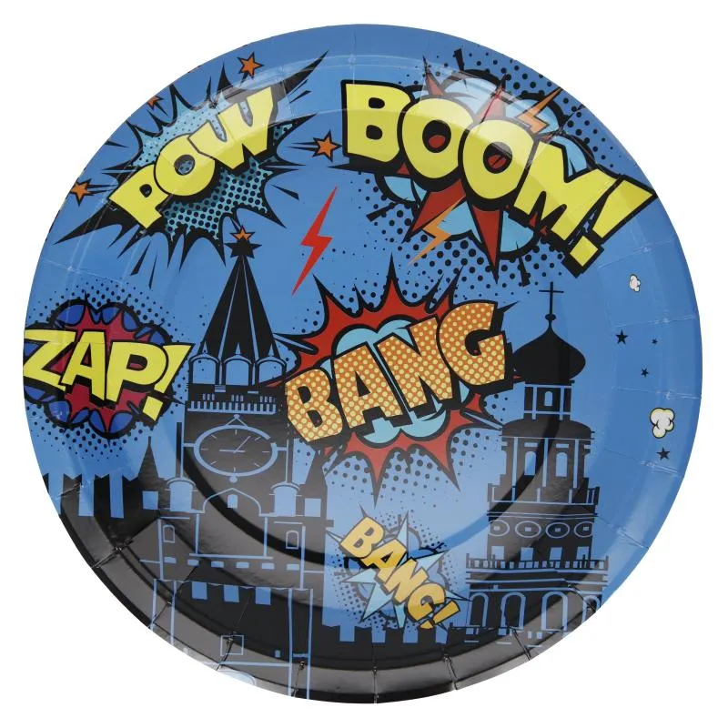 Kartonkilautanen Let's Party 8 kpl 23 cm Supersankari