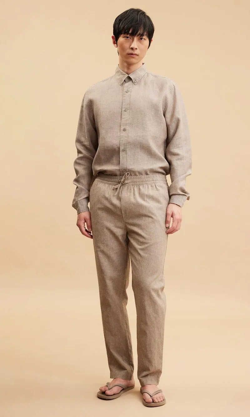 Housut pellavasekoitetta