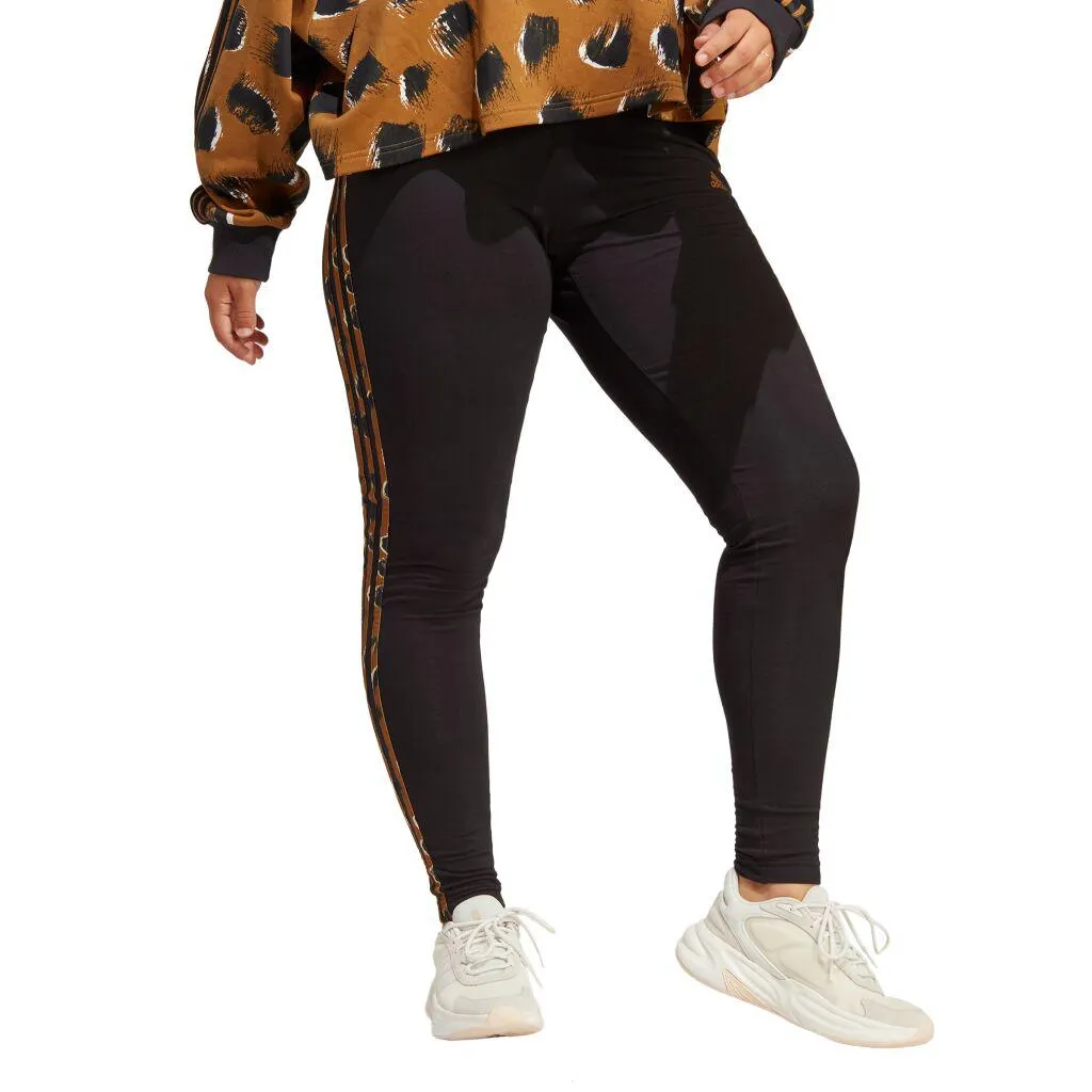 Essentials 3-Stripes Animal Print Leggings (Plus Size) - naisten pitkät trikoot