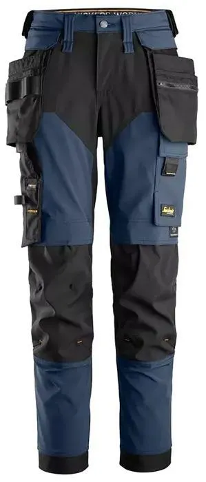 Naisten stretch-työhousut riipputaskuilla Snickers 6775 sininen