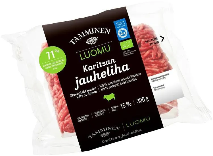 Tamminen luomukaritsan jauheliha 15% 300g