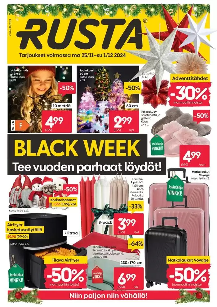 Black week voimassa alkaen 26. marraskuuta - 1. joulukuuta 2024 - Tarjouslehti sivu 1