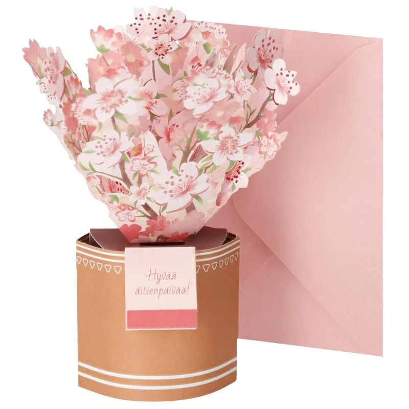 Kukkakortti 3D pop-up Hyvää äitienpäivää
