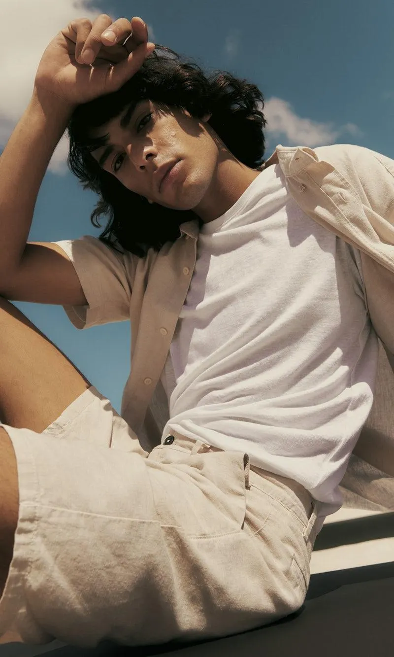 Lyhythihainen kauluspaita pellavasekoitetta