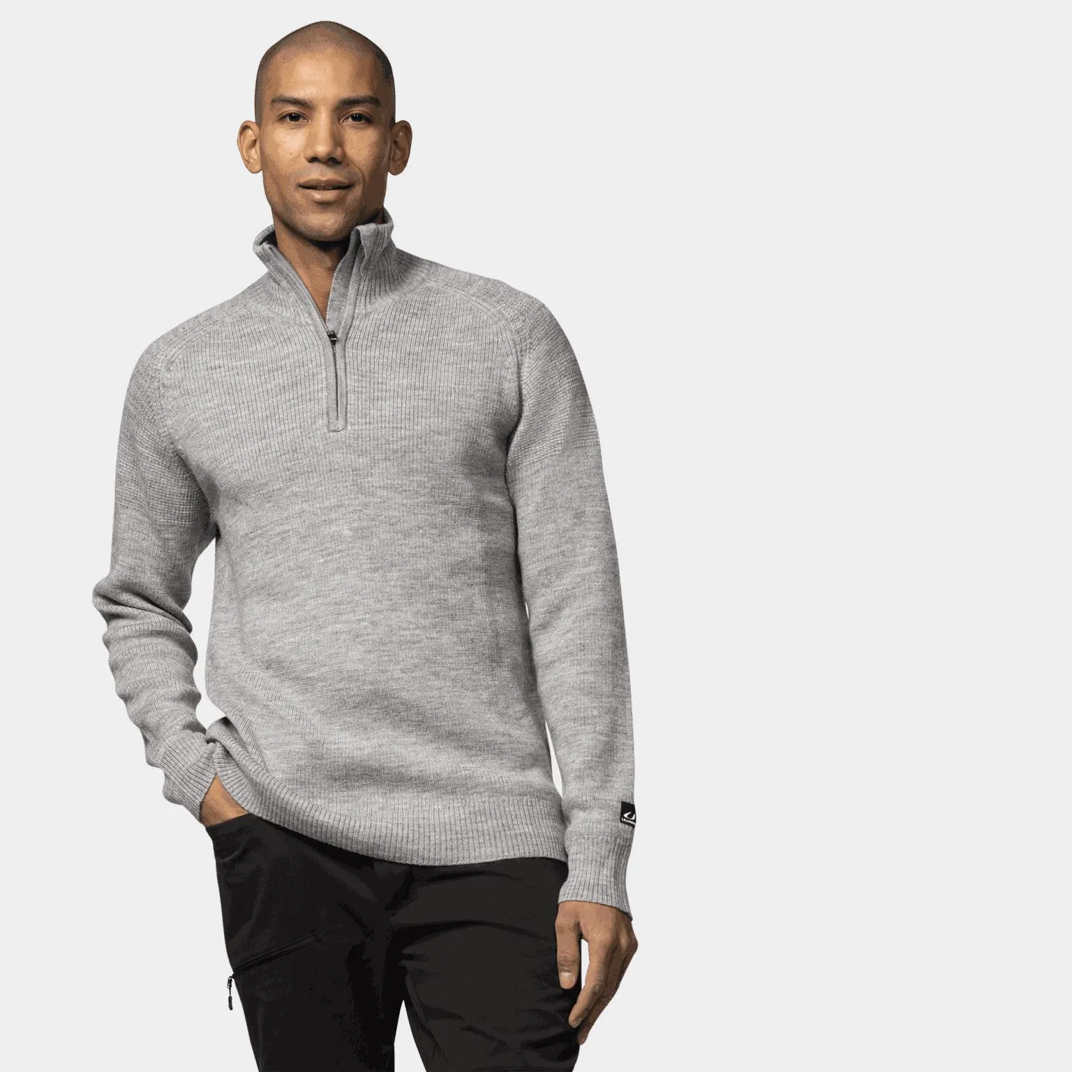 Eio half Zip Ms, ullgenser herre - Grå