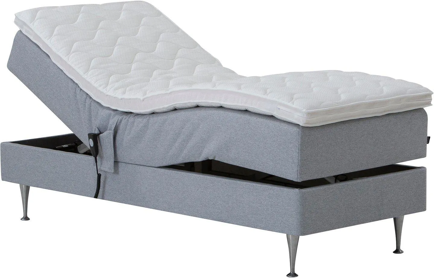 moottorisänky 90x200 cm, memory, vaaleanharmaa (sis. petauspatja)